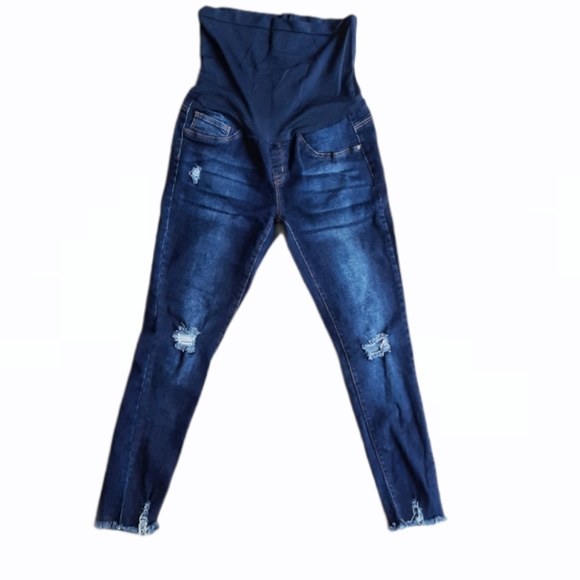 Bella Vida Maternity Full Panel Distressed Skinny - Picture 1 of 6